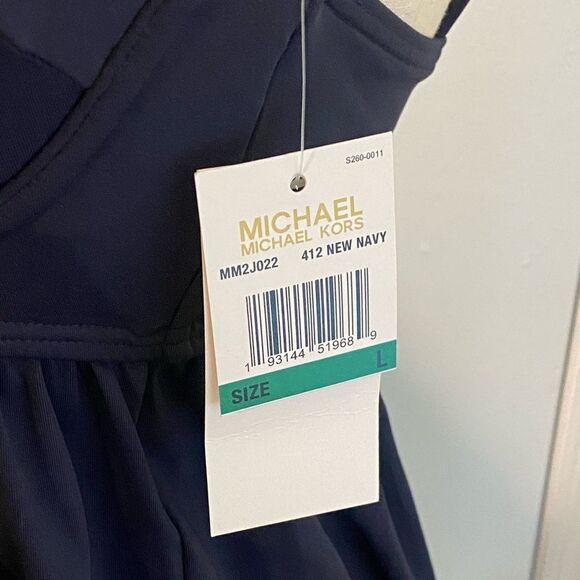 Michael Kors Women's Baby Doll Tankini Top Women's Swimsuit Blue Size L NWT - Picture 4 of 6